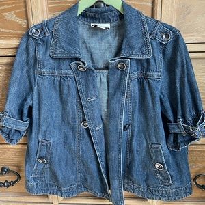 LOFT Top, Jean Denim, Blue, Dressy, Size S